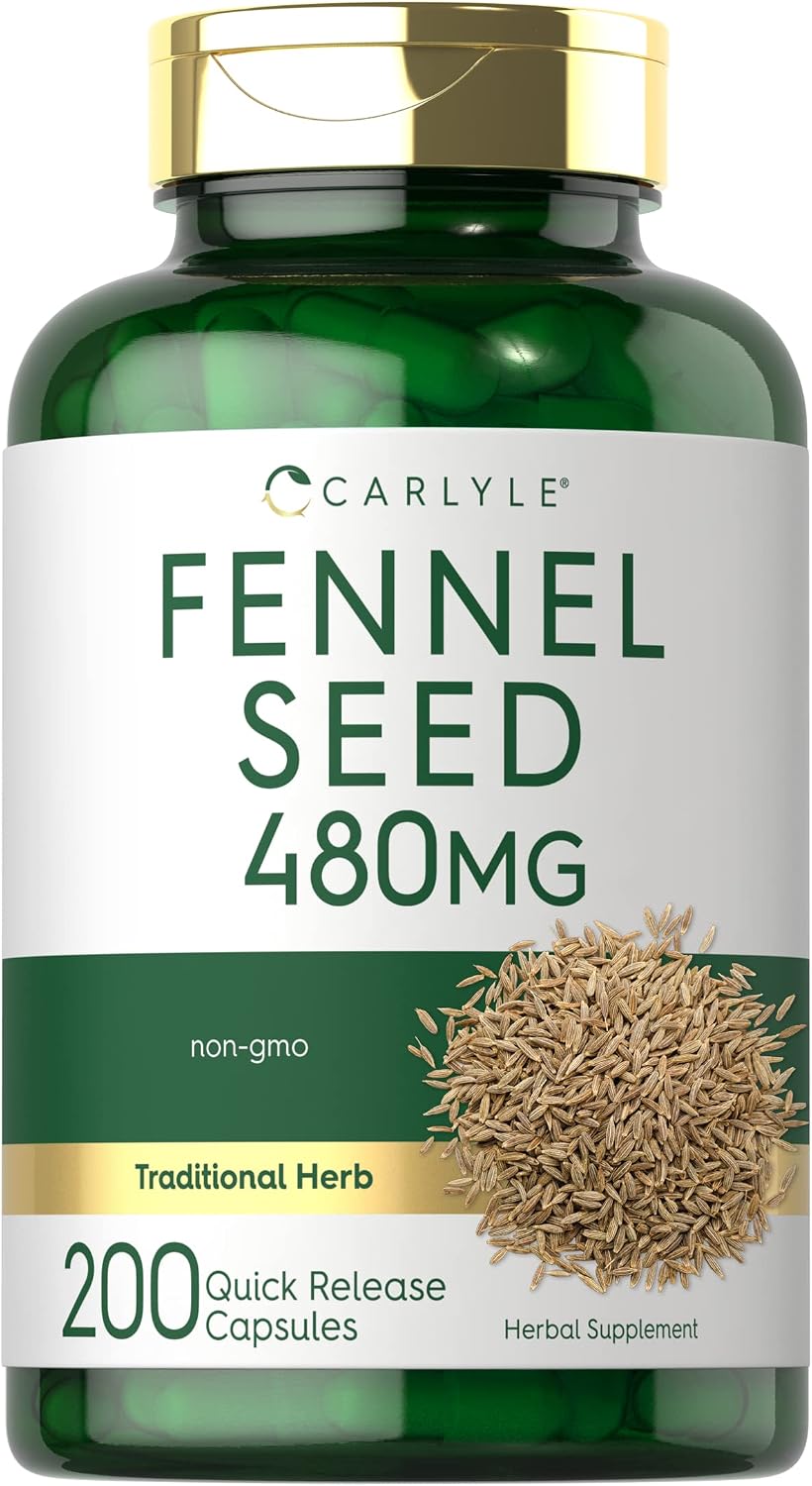 Carlyle Fennel Seed 480mg | 200 Capsules | Herbal Supplement | Non-GMO - görsel 1