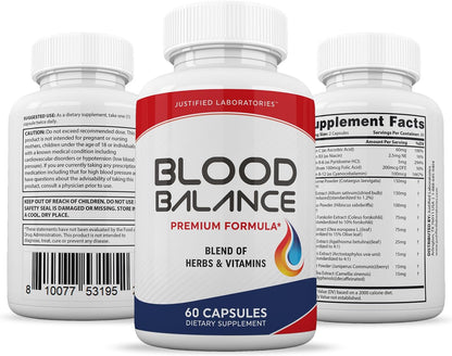 Justified Laboratories Blood Balance - 60 Capsules, Pack of 2 - Advanced Circulatory Support Formula with a Blend of Herbs & Vitamins