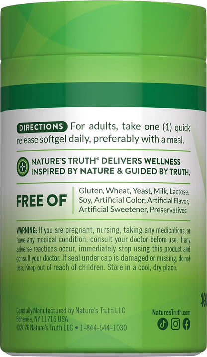 Nature's Truth Vitamin D3 1000 IU (25 µg) Soft Capsules – 130 Quick Release