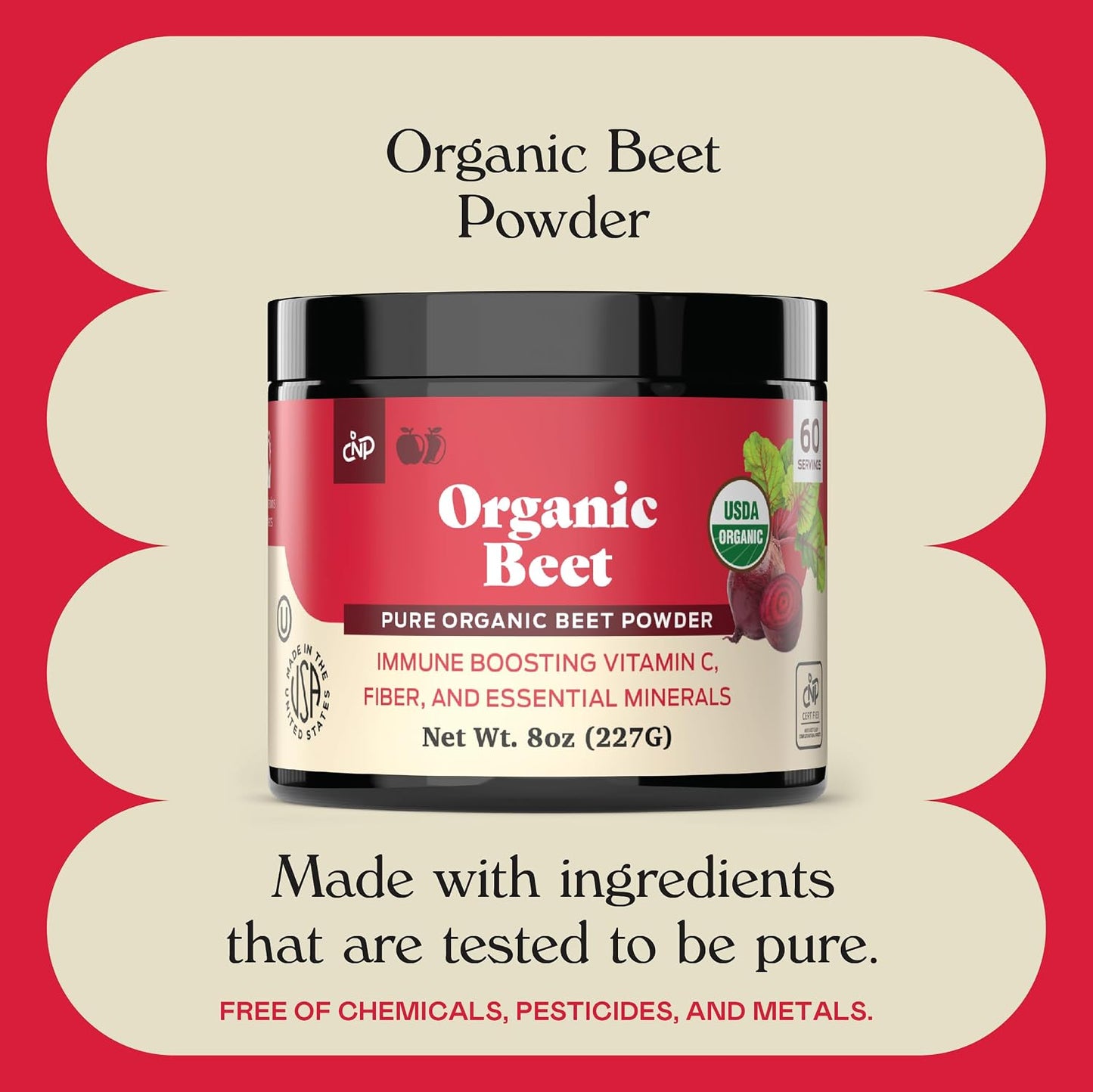 Pure Organic Beet Root Powder Supplement - 227 g (8 oz, 60 Servings) Bulk Raw Concentrate - görsel 6
