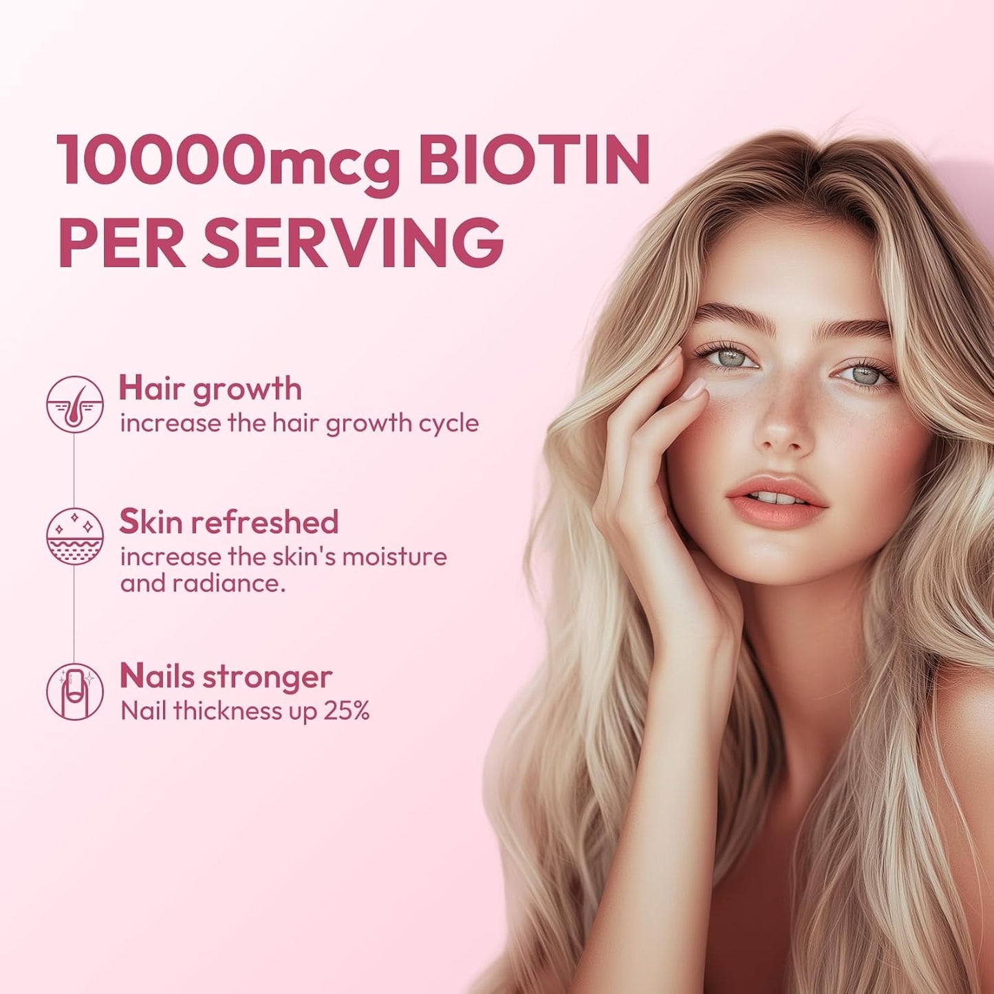 OWNONE Biotin 10000mcg, Contributes to Normal Hair, Skin and Nails – 60 Capsules - görsel 4