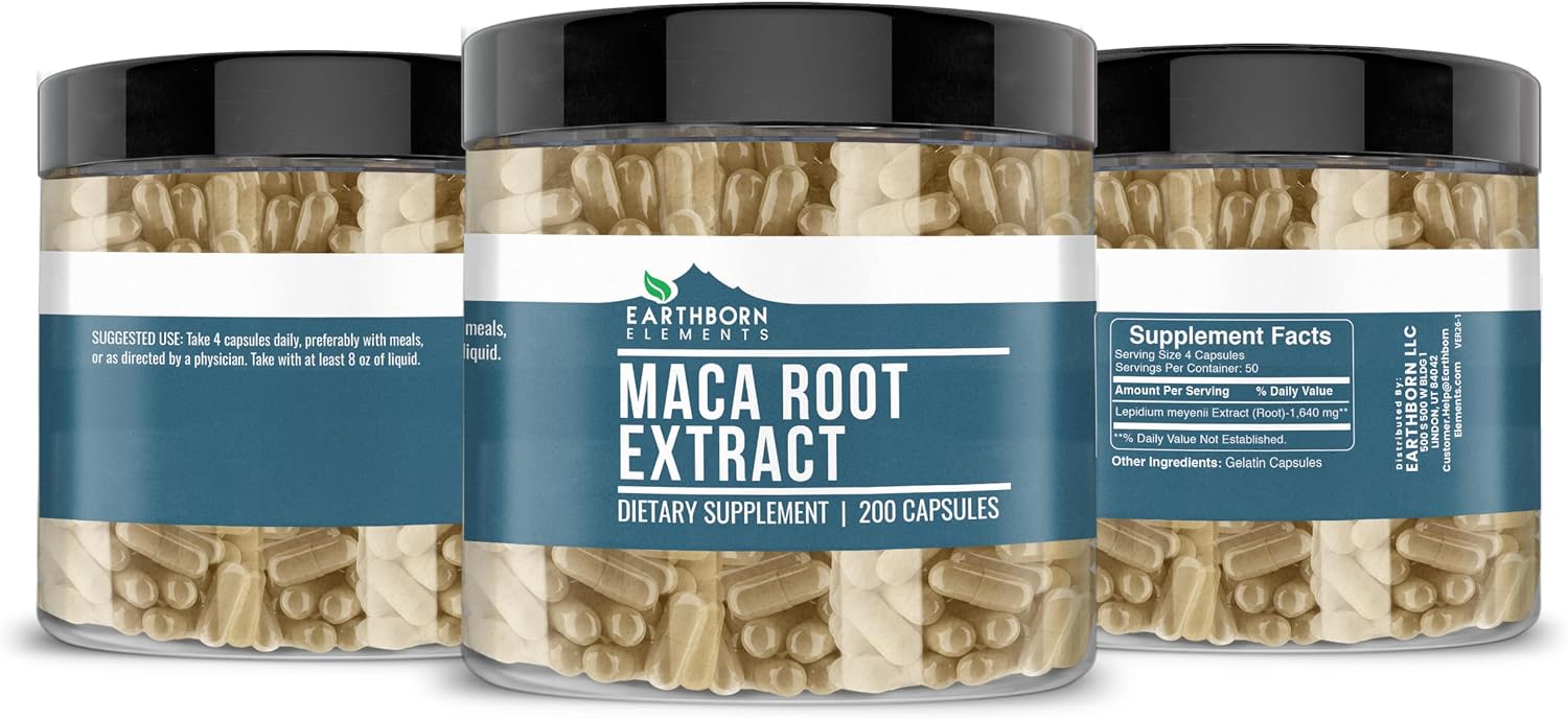 Earthborn Elements Maca Root Extract 200 Capsules, Pure and Undiluted, No Additives - görsel 4