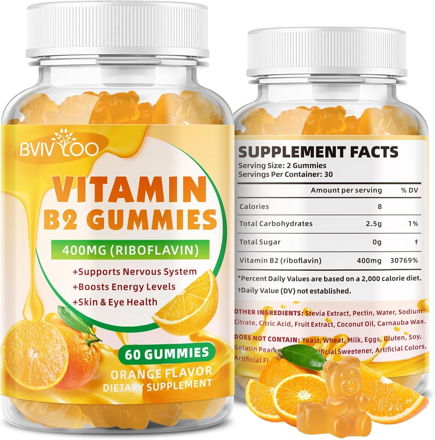 BVIVLOO Vitamin B2 Gummies – Riboflavin 400mg for Energy and Metabolism support - görsel 1