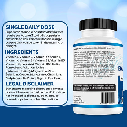 Bariatric Boost One-A-Day Multivitamin – 90-Day Supply with 45mg Iron