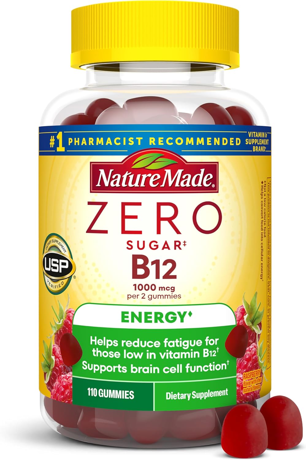 Nature Made Zero Sugar Vitamin B12 Gummies – 1000 mcg per Serving, 110 Gummies (55-Day Supply) - görsel 1