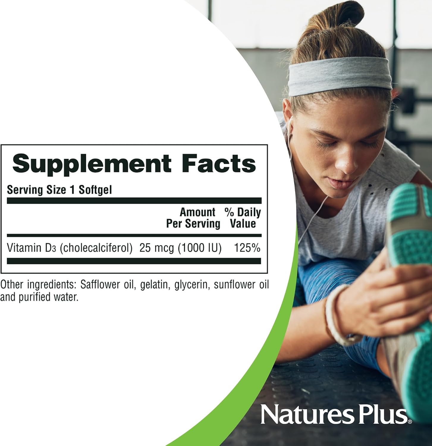 NaturesPlus Vitamin D3 1000 IU - 180 Softgel Capsules - Bone Health & Immune Support - görsel 5