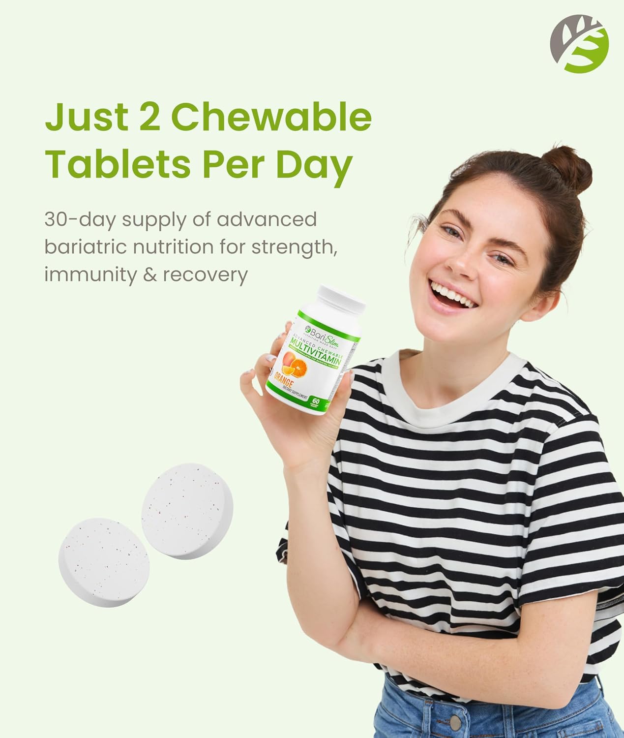 BariSlim Advanced Chewable Bariatric Multivitamin Tablets - Orange (60 Tablets) - görsel 6