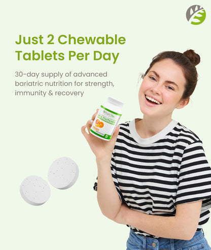 BariSlim Advanced Chewable Bariatric Multivitamin Tablets - Orange (60 Tablets)