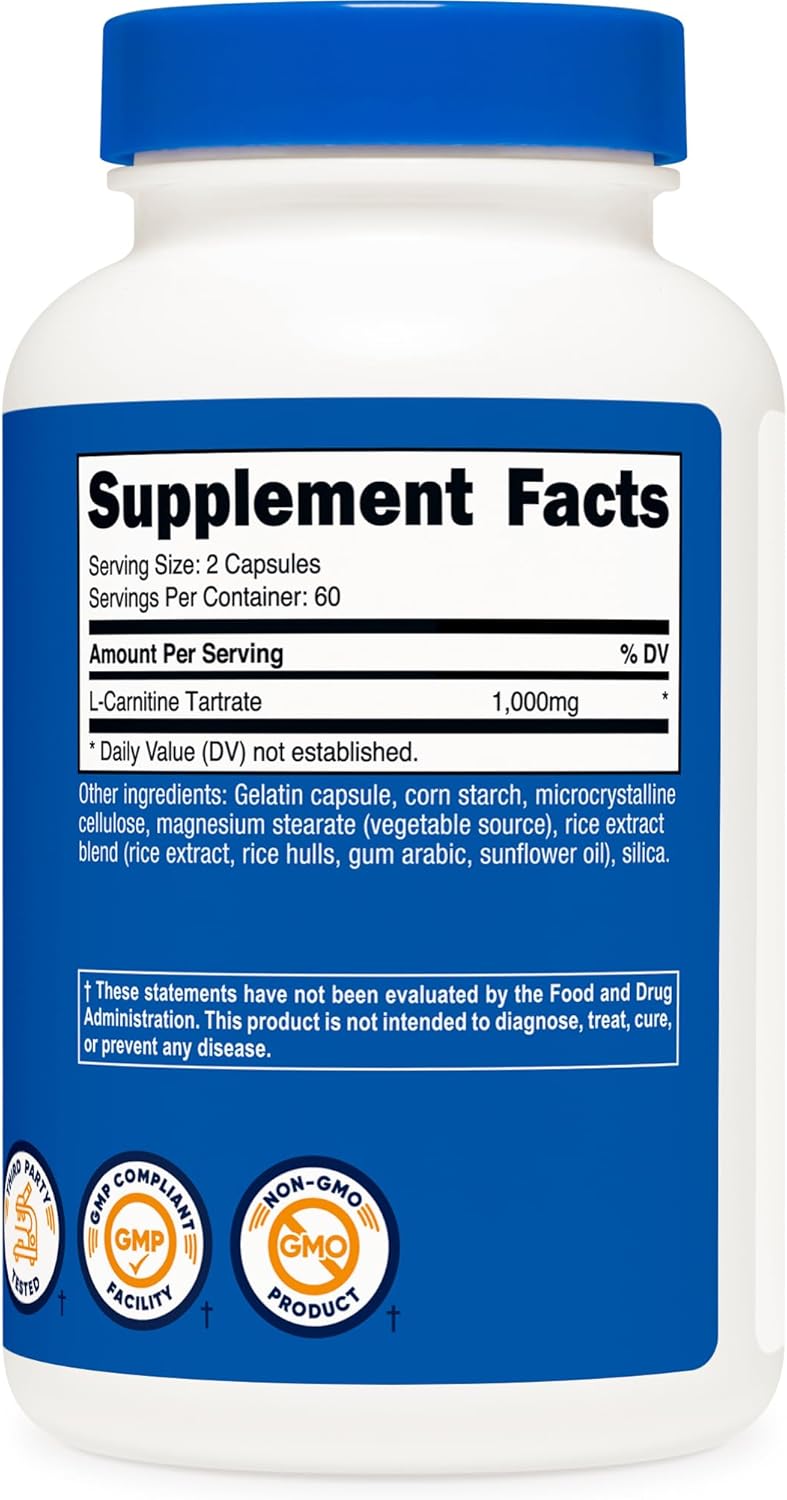 Nutricost L-Carnitine Tartrate 1000mg, 120 Capsules - görsel 5