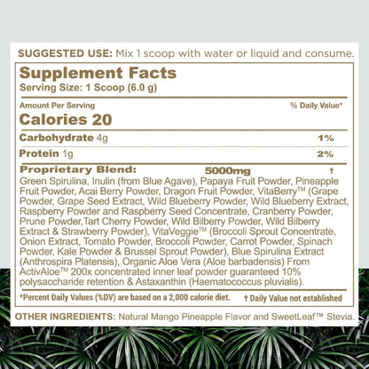 nbpure Earthy Andy Superfood Paradise, Mango Pineapple, 30 Servings
