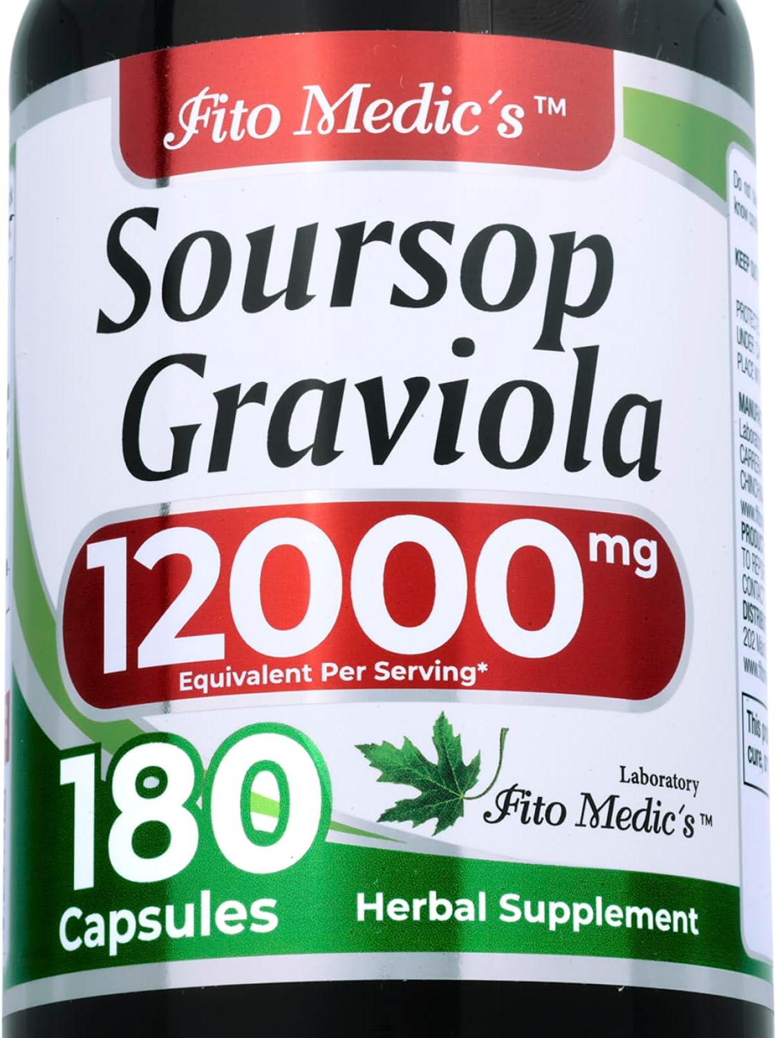 FITO MEDIC'S Lab Soursop Supplement - Graviola - 180 Capsules - görsel 1