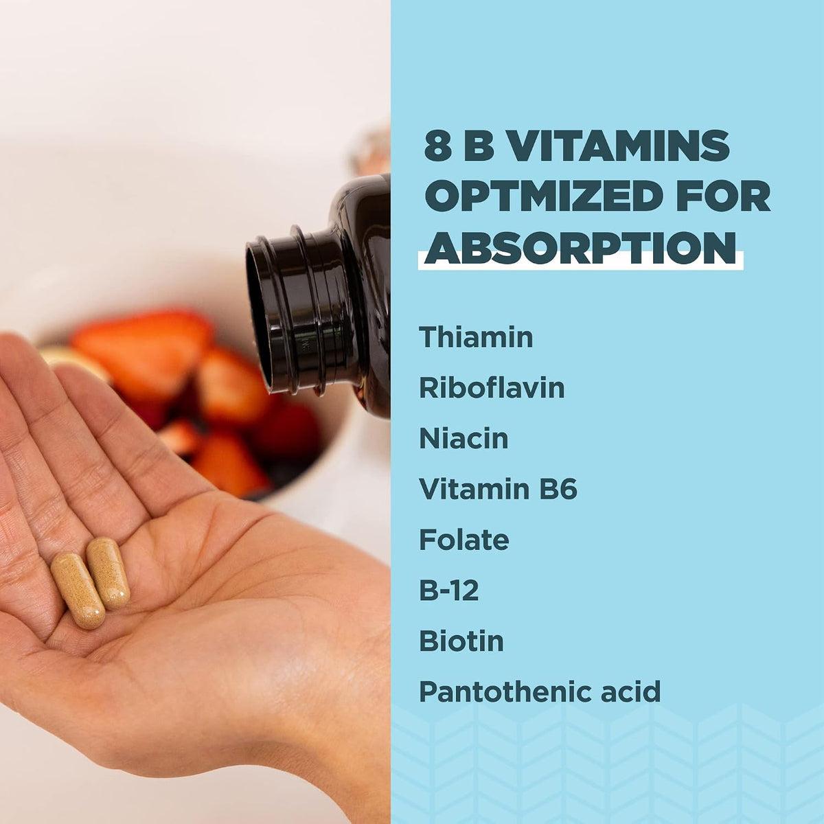 Ancient Nutrition Vitamin B Complex Supplement, 8 Balanced B-Vitamins, Enzyme Activated with Botanicals, Paleo & Keto Friendly, 60 Capsules - görsel 3