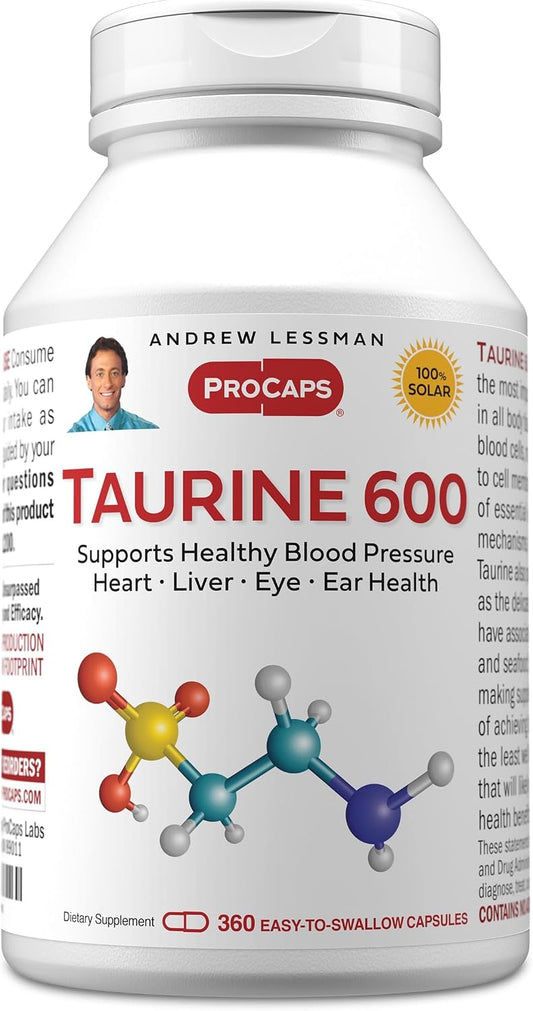 ANDREW LESSMAN Taurine 600 mg - 360 Capsules - Pure Amino Acid Supplement