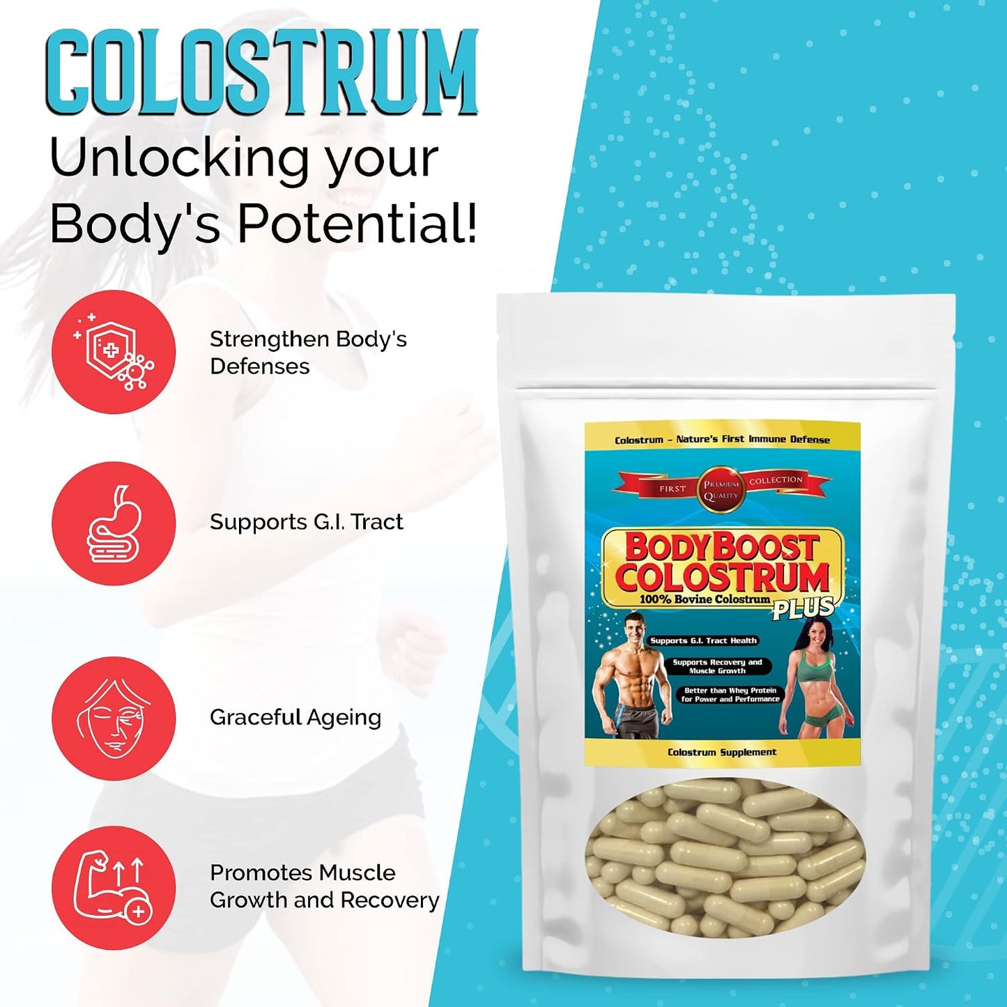 BodyBoost Colostrum Capsules (240 Capsules) - Grass-Fed Bovine Colostrum Immune Supplement - görsel 8