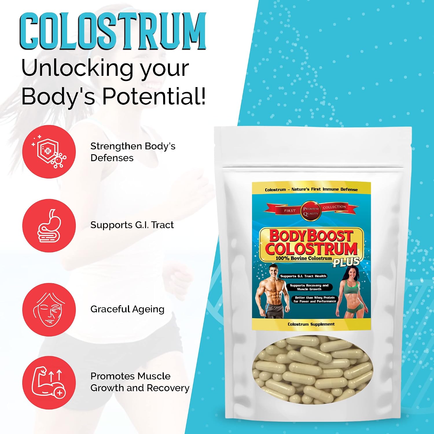 BodyBoost Colostrum Capsules (240 Capsules) - Grass-Fed Bovine Colostrum Immune Supplement - görsel 8