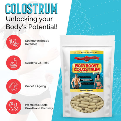 BodyBoost Colostrum Capsules (240 Capsules) - Grass-Fed Bovine Colostrum Immune Supplement
