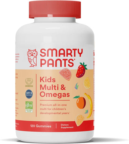 SmartyPants Kids Multivitamin Gummies with Omega 3 Fish Oil, Vitamin D3, C, B12, B6, A, K & Zinc for Immune Support, Biotin, Gluten Free, Natural Fruit Flavours, 120 Count