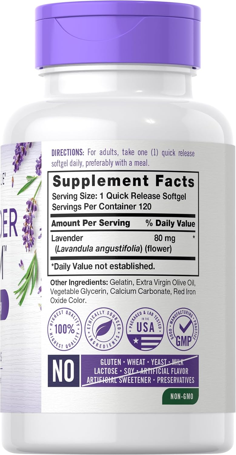 Carlyle Lavender Softgels 80 mg, 120 Capsules - Calm & Non-Drowsy Formula - görsel 2