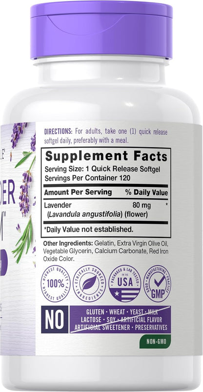 Carlyle Lavender Softgels 80 mg, 120 Capsules - Calm & Non-Drowsy Formula