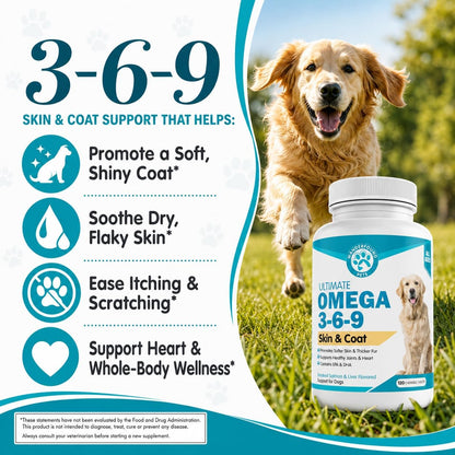 Wanderfound Pets Omega-3 Fish Oil for Dogs, Smoked Salmon and Liver Flavour, 120 Chewable Tablets
