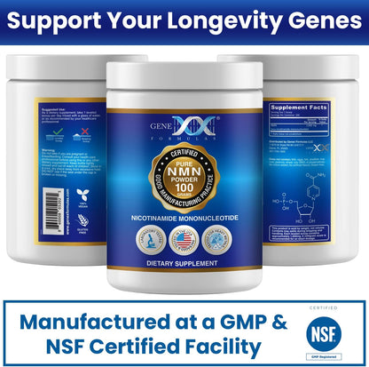 Genex Formulae Pure NMN Powder – 100g, Instant Dissolve, Non-Synthetic, PVP-Free