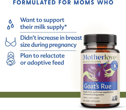 Motherlove Goat's Rue – Organic Lactation Supplement, 120 Liquid Capsules