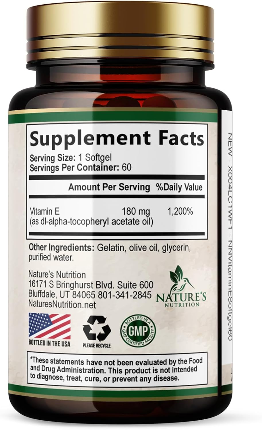 Vitamin E 180mg Per Serving - dl-Alpha Tocopherol Supplement for Skin and Immune Support - 60 Soft gel capsules - görsel 9