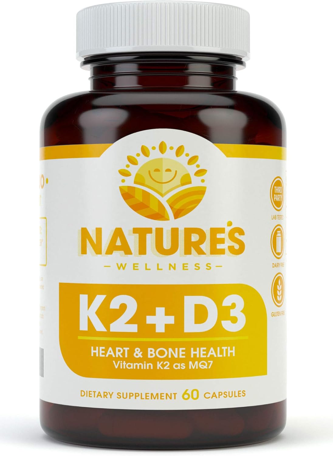 Vitamin D3 & K2 Supplement (5000 IU D3 + 100 mcg MK-7) – 60 Capsules - görsel 1
