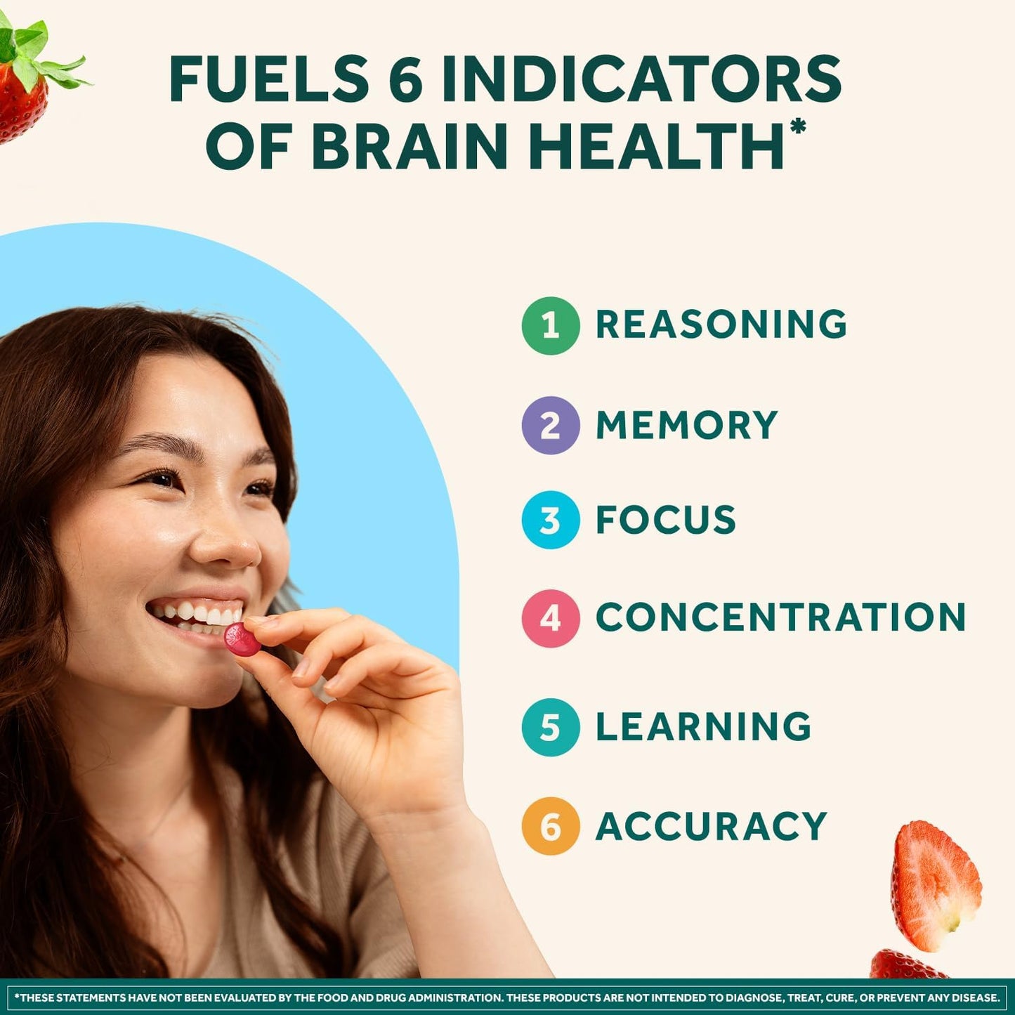 NEURIVA Plus Decaff Nootropic Brain Supplement Gummies, Strawberry, 50 Count (Pack of 2) - görsel 4