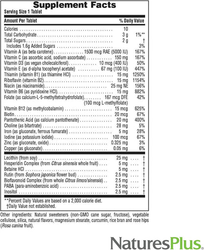 NaturesPlus Adult's Chewable Multivitamin & Mineral Supplement, Pineapple Flavour - 180 Count (Pack of 2)