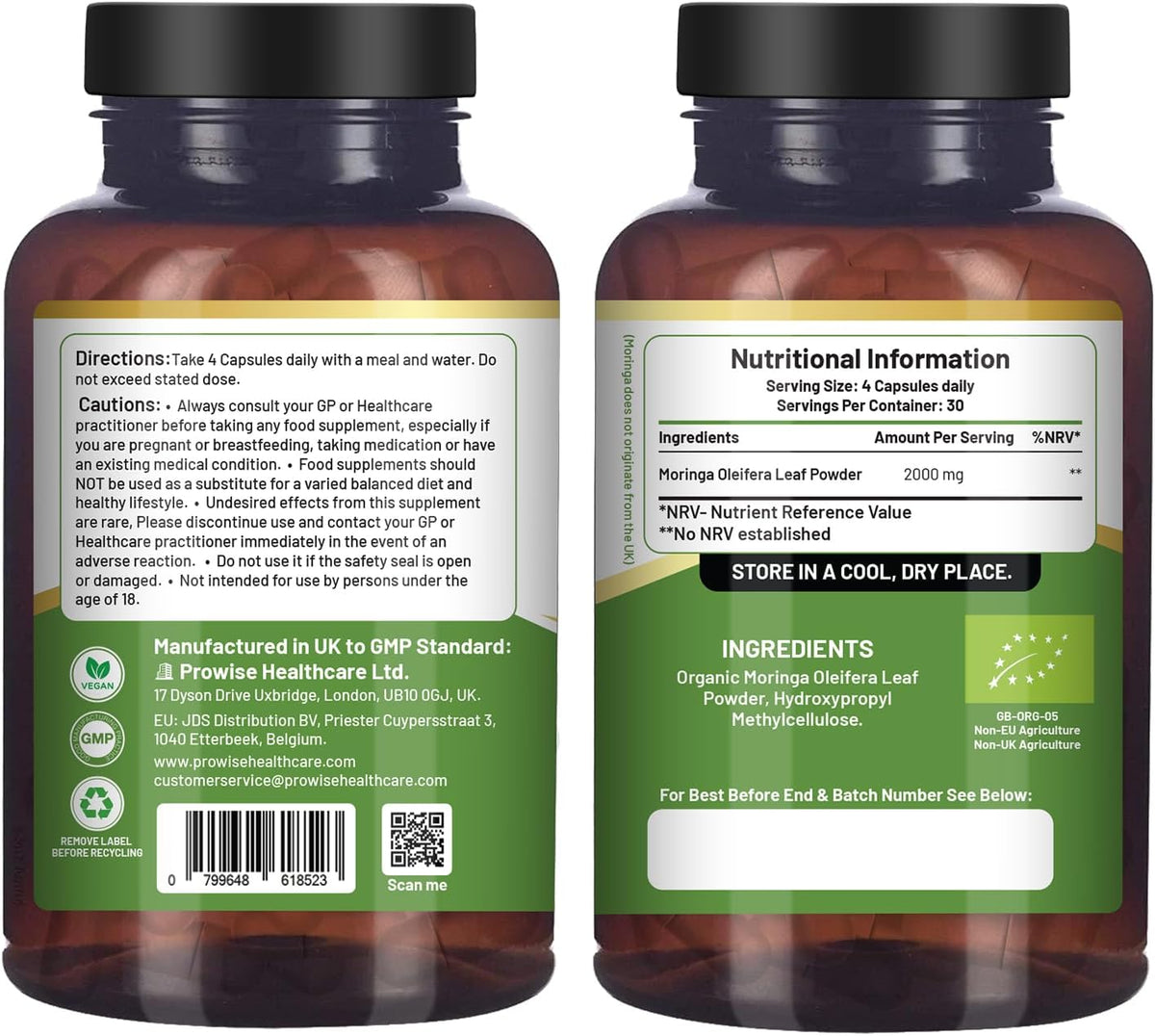 Prowise Health care Moringa Capsules 2000mg - 120 Vegan Capsules - görsel 2