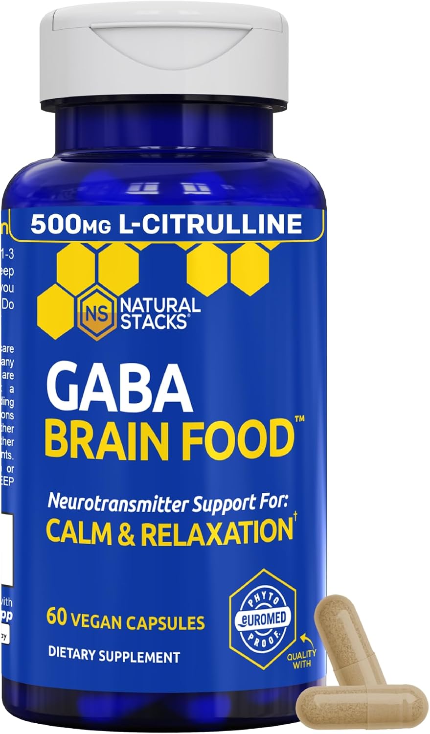 GABA Brain Food - GABA Supplement with L-Citrulline and Grape Seed Extract, 60 Capsules - görsel 1
