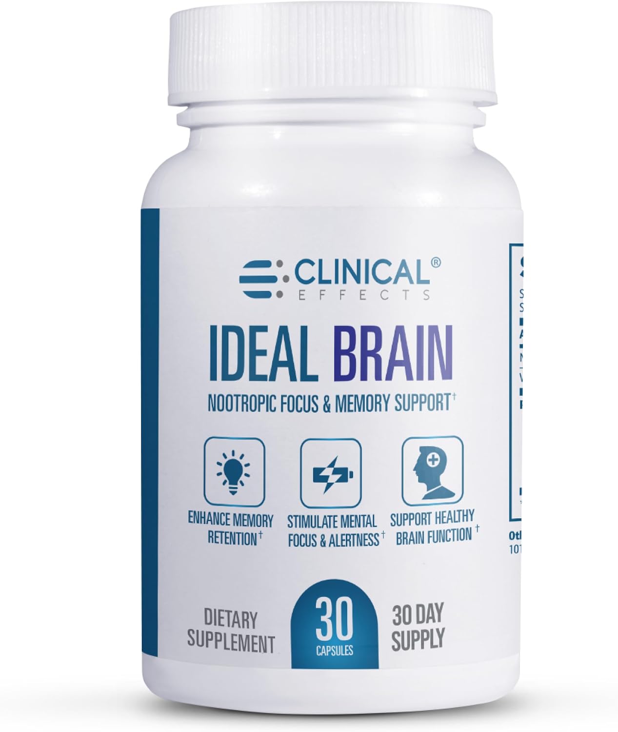 Clinical Effects Ideal Brain - Food Supplement for Nootropic Focus and Memory Support - 30 Capsules - B Vitamins, GABA, Alpha-GPC - görsel 1