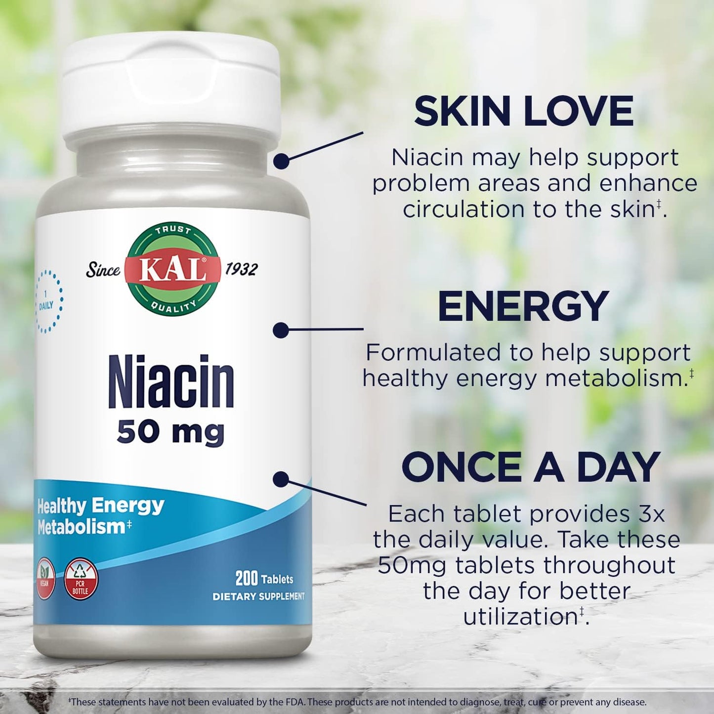 KAL Niacin 50 mg Tablets, 200 Count - görsel 4