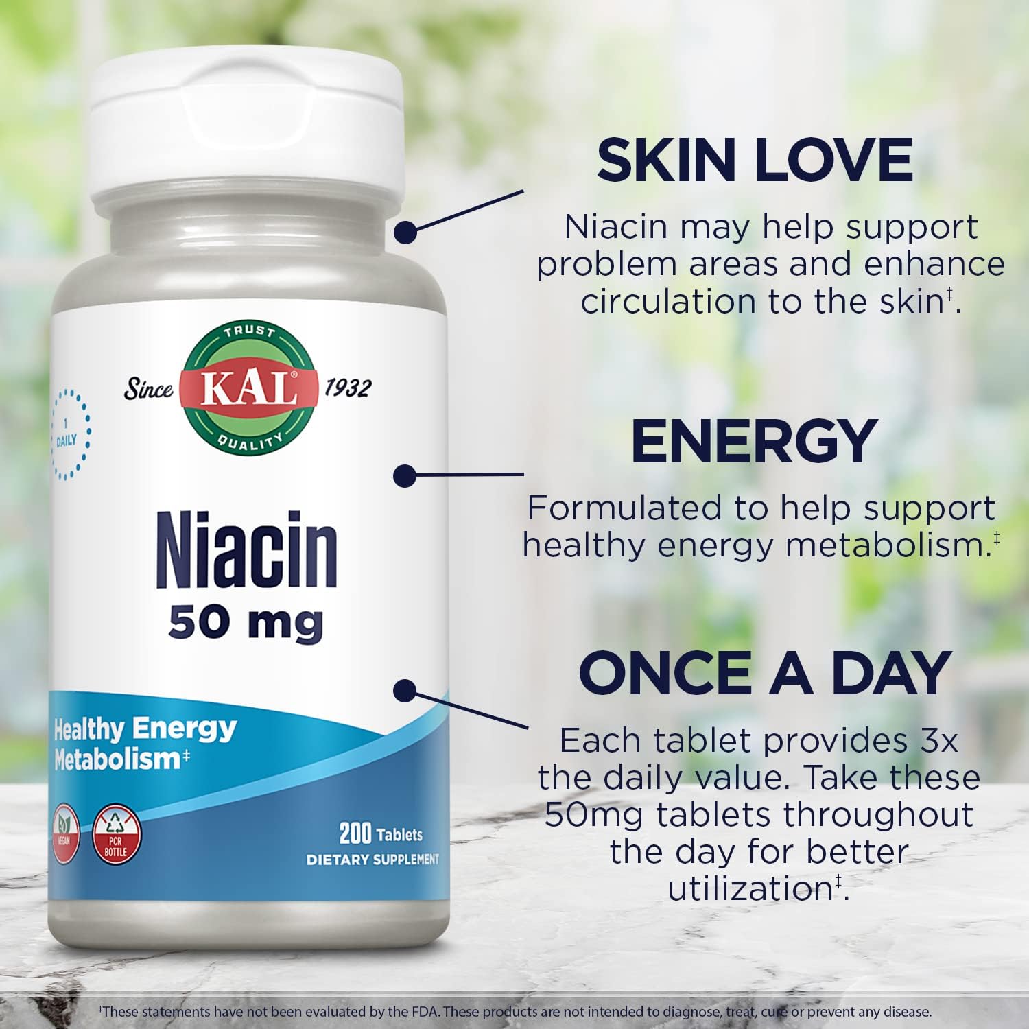 KAL Niacin 50 mg Tablets, 200 Count - görsel 4