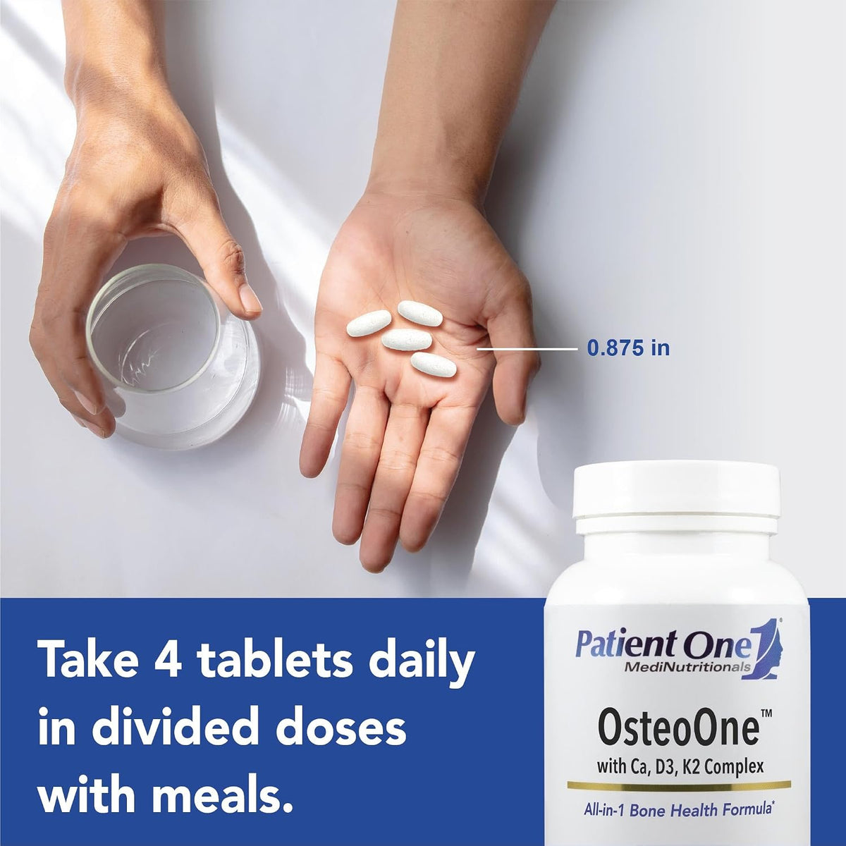 Patient One OsteoOne | Bone Health Supplement with Calcium, D3, K2 | 120 Tablets - görsel 3