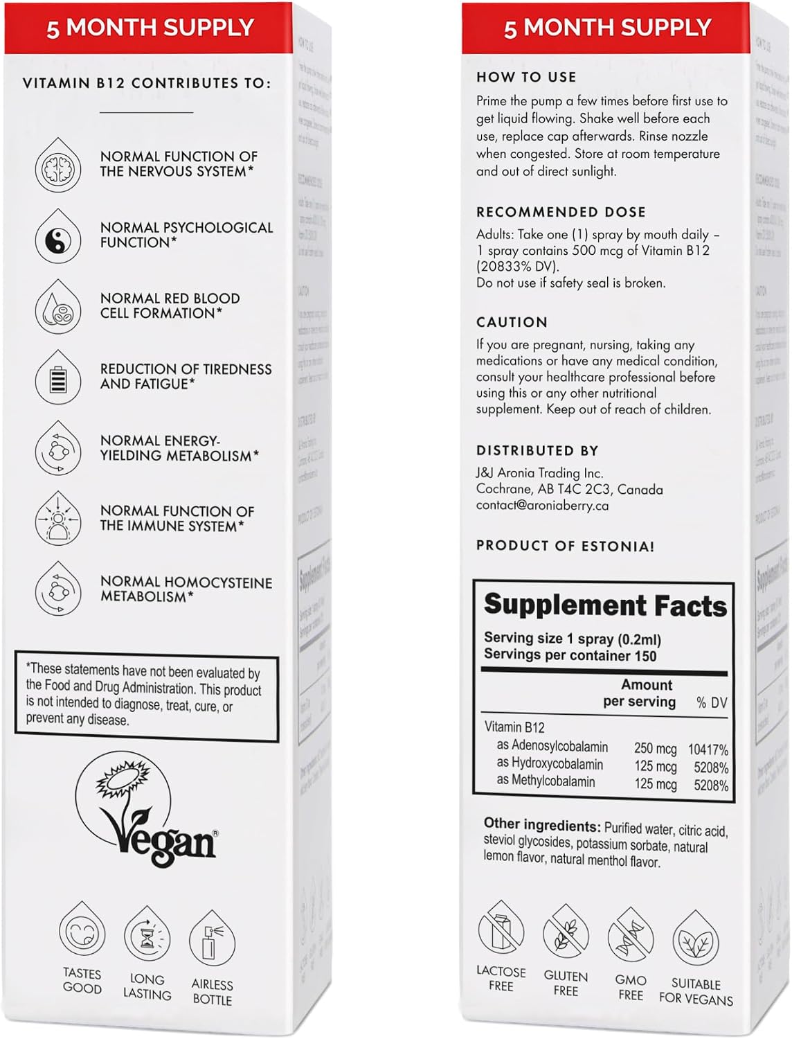 NorVita Vitamin B12 Spray 500 mcg (150 Servings) – MHA Complex for Rapid Absorption - görsel 7
