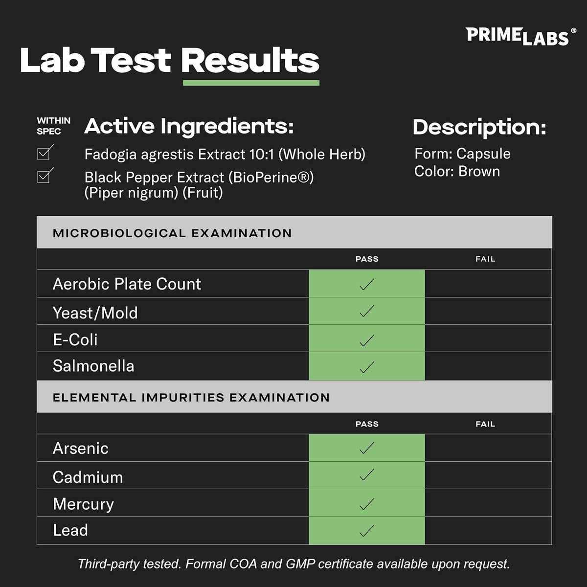 Prime Labs Fadogia Agrestis for Men - 600mg - Performance & Energy Support - 180 Capsules - görsel 4