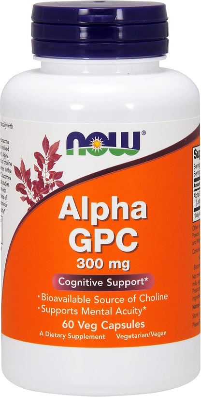 NOW Foods Alpha GPC 300 mg - 60 Capsules (Pack of 3)