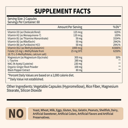 L-Methylfolate 15mg Plus Methyl B12 - 12-in-1 Methylated B9 & B12 Supplement, 120 Vegan Capsules
