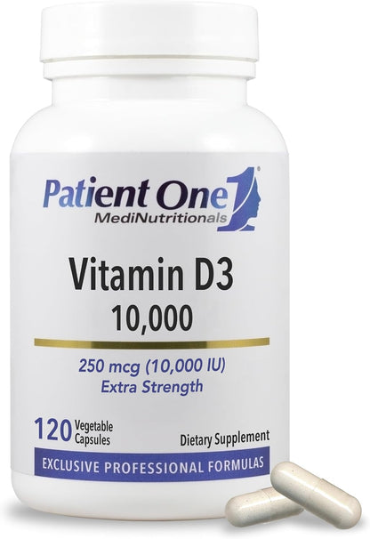 Patient One Vitamin D3 10,000 IU – Immune and Bone Health Support – 120 Capsules