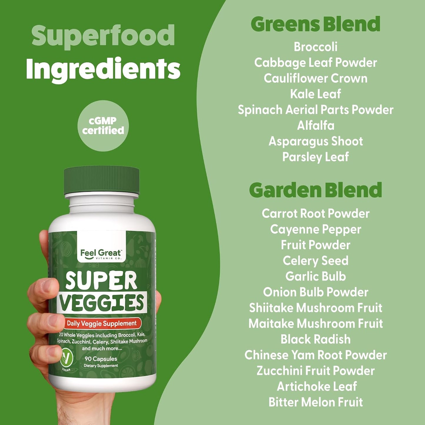 Feel Great Fruit and Vegetable Supplements | 20+ Super Reds & Greens for Natural Energy Support | Vegan Fruit and Veg Capsules | 2 Pack of 90 Capsules Each - görsel 4