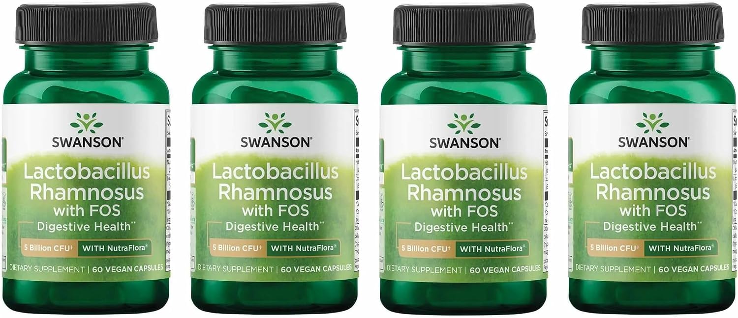 Swanson Lactobacillus Rhamnosus with FOS - 5 Billion CFU - Digestive Support with Fructooligosaccharides - Vegan - 60 Vegan Capsules - görsel 8