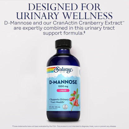 SOLARAY D-Mannose 1000 mg Liquid Formula with CranActin Cranberry Extract and Vitamin C