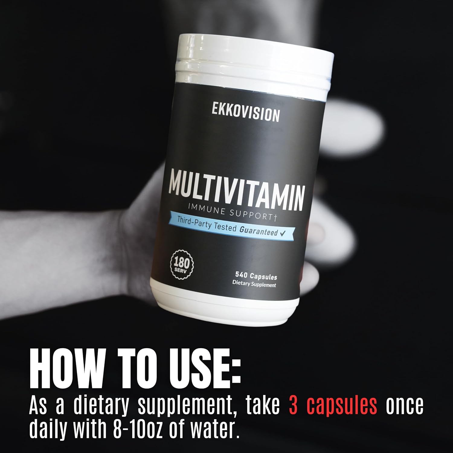 Ekkovision Multivitamin - Iron-Free Plant-Based Multi for Men & Women - 90 Servings (270 Capsules) - görsel 4