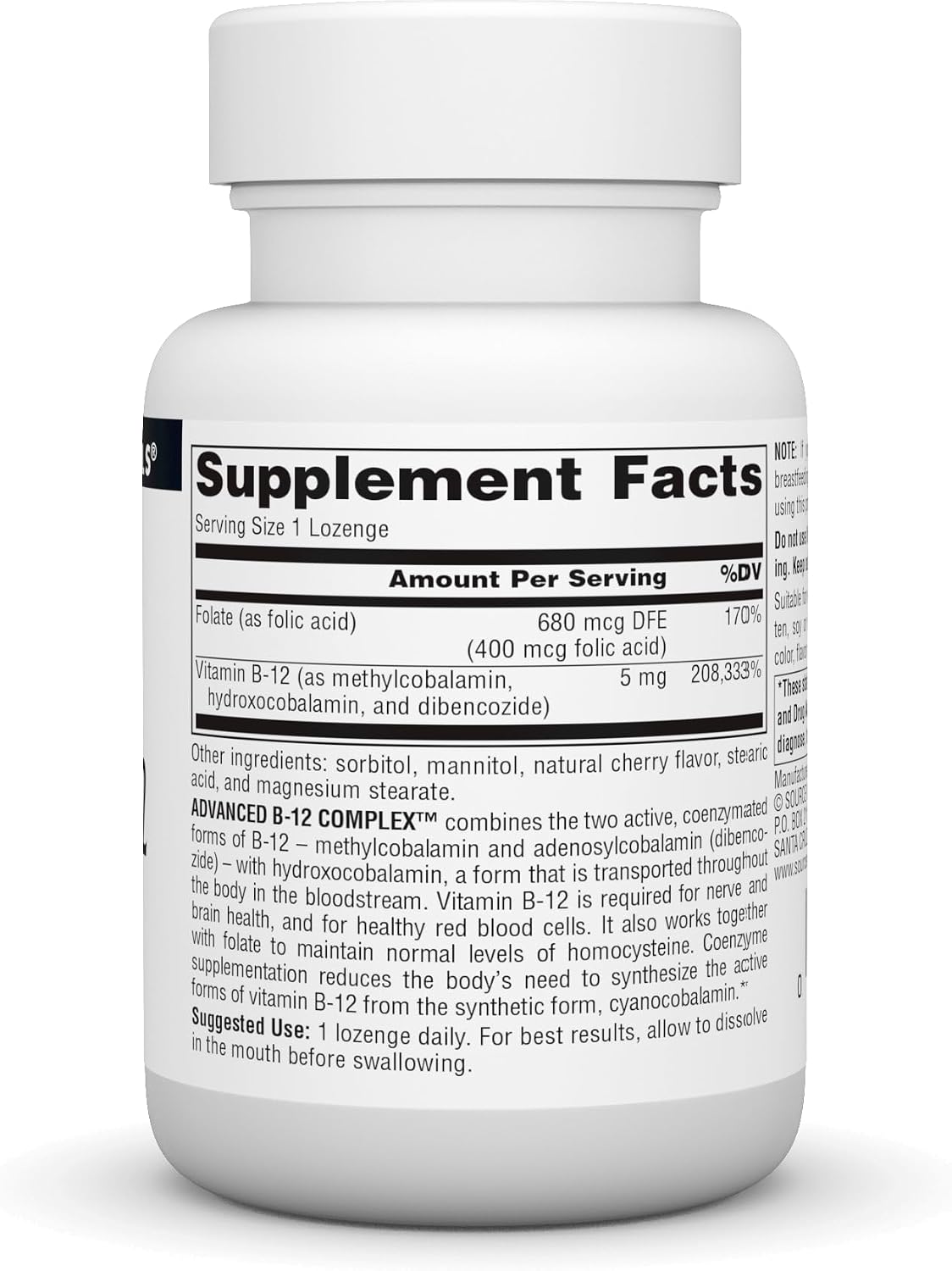 Source Naturals Advanced B-12 Complex – 5 mg, 60 Lozenges - görsel 2