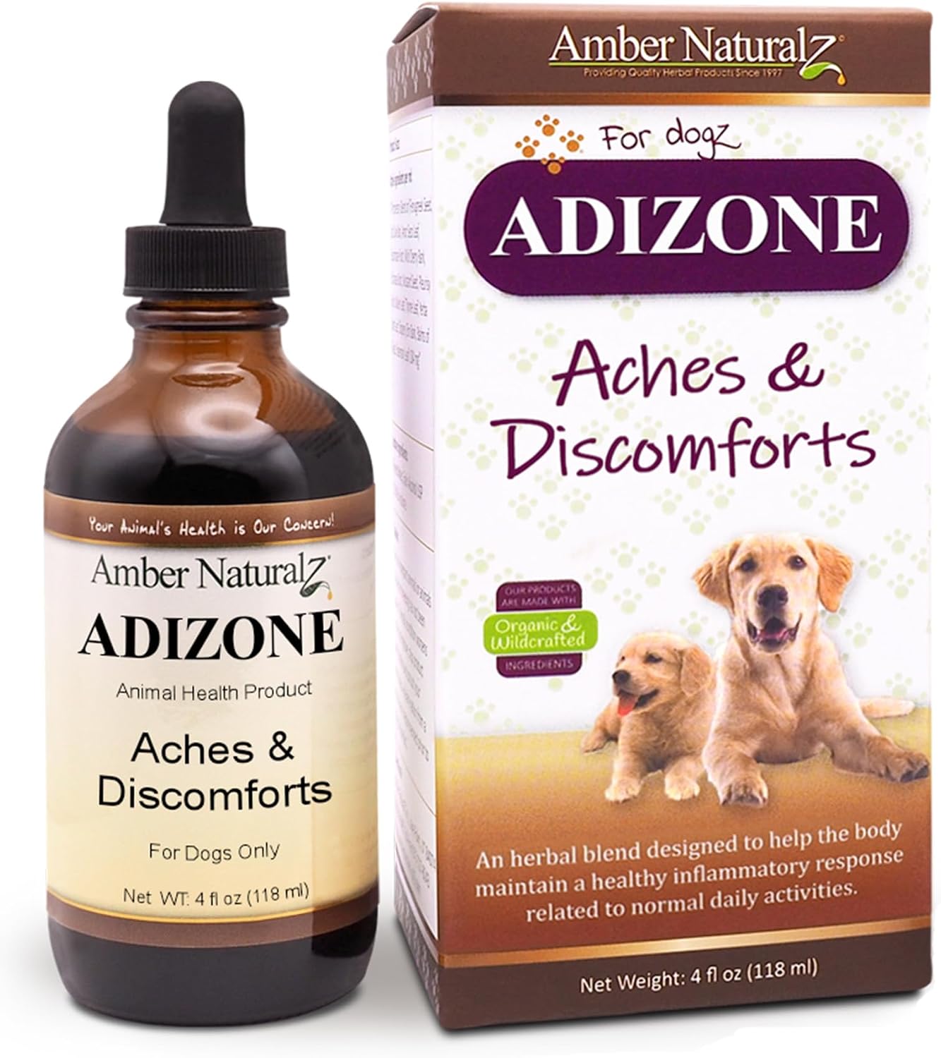 Amber NaturalZ Adizone Herbal Supplement for Dogs - 4 fl oz (118 ml) - görsel 1