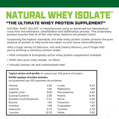 BioX Natural Whey Isolate - Unflavoured Whey Protein Isolate Powder - 32g Protein, Sugar Free, Carb Free, Low Lactose - 1.8kg