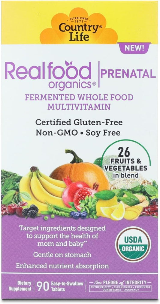 RealFood Organics Antenatal Multi – Organic Whole Food Multivitamin with Folate, D3 & Iron, 90 Tablets