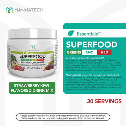 Mannatech Superfood Greens and Reds, Strawberry & Kiwi, 192g